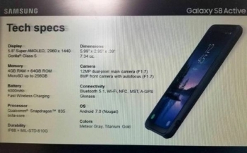 Рассекречены возможности смартфона Samsung Galaxy S8 Active